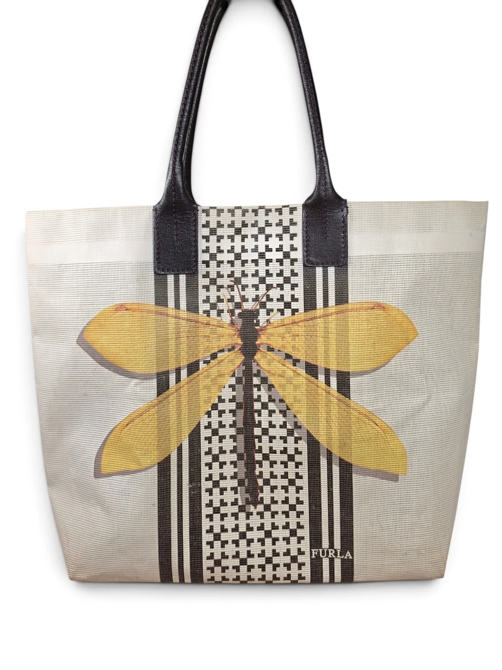 Vintage Furla Dragonfly Canvas Mesh Tote Bag Preloved Collector's RARE!